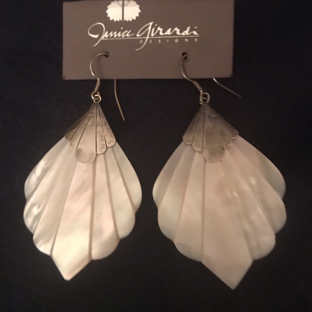 STERLING SILVER & MOTHER OF PEARL PIERCED EARRINGS